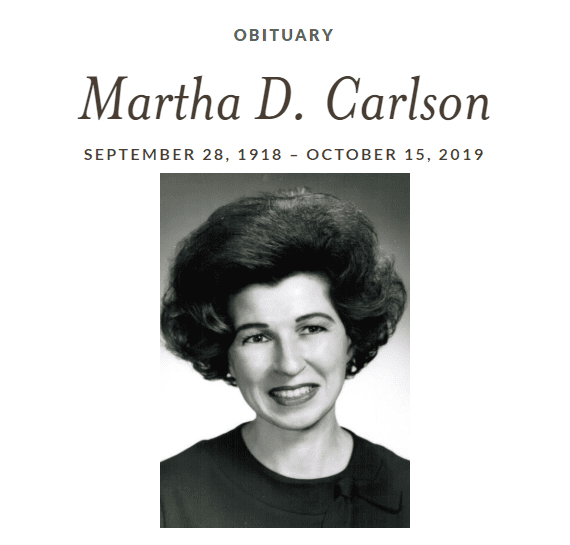 In Memoriam: Martha D. Carlson