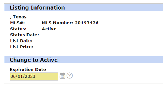 Matrix Listing Expiration Date