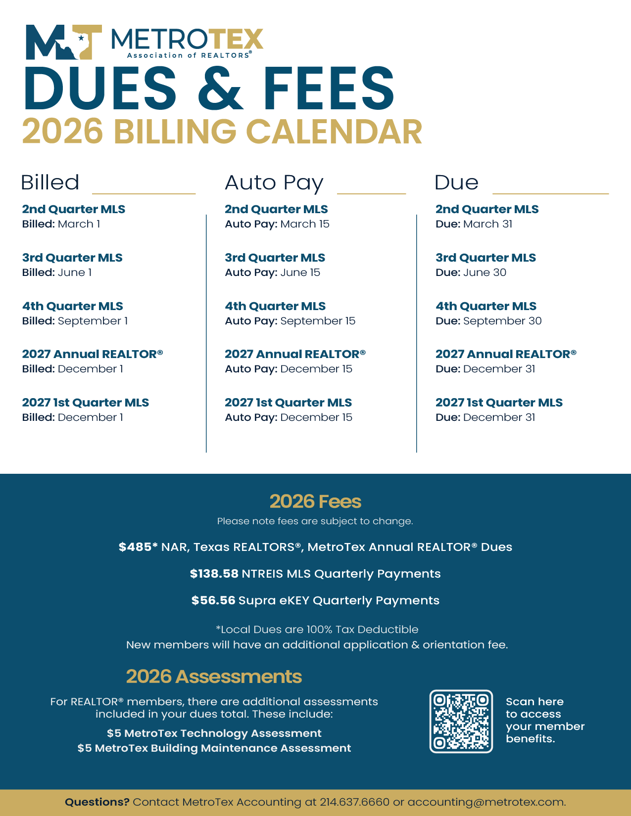 2026 Billing Calendar
